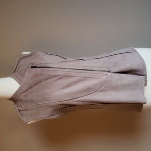 Ethereal Suede Tan Moto Zip Vest  Size Small